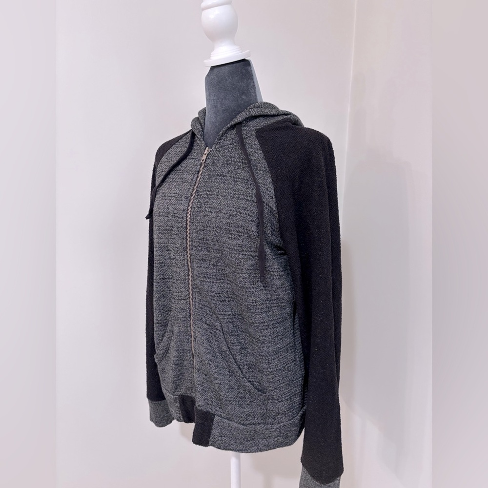 SUNDRY Zip Hoodie In Grey and Black Size 3 (L, 12)